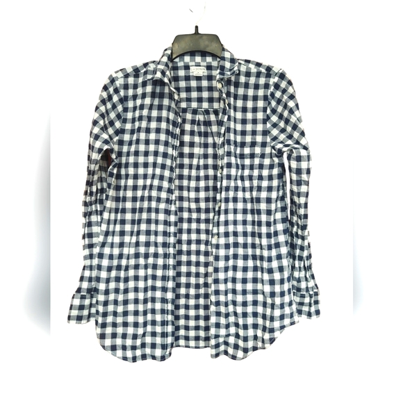 J. Crew Tops - *FINAL SALE* EUC J.CREW Navy & White Plaid Button Down Size S
